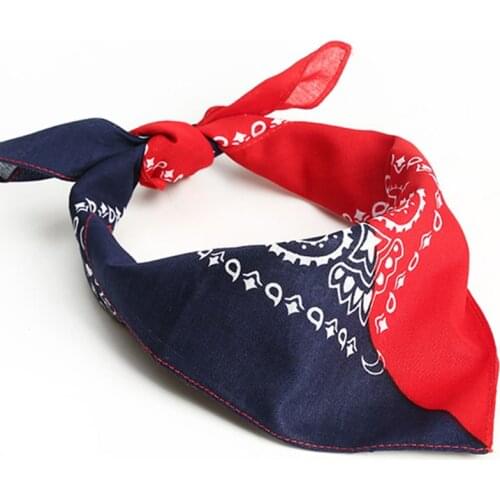 Bohemian Paisley Floral Double Color Block 50x50CM Unisex Cotton Pocket Square Scarf Headband Bandana Hip-Hop Wristband Neck Tie