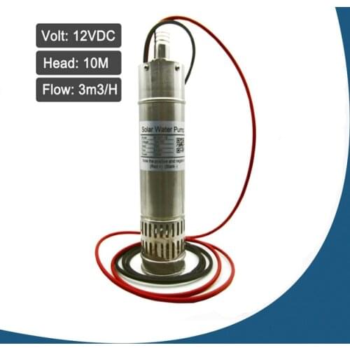 Solar Powered Submersible Deep Well Pump 3 Inch, 12V Solar Brushless 132W Submersible Well Water Pump 32.8FT Max