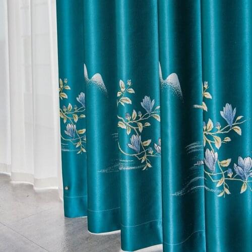 Pastoral Style Nordic Simple Curtain Imitation Embroidery High Shading New Chinese Shade Curtains for Living Room Bedroom