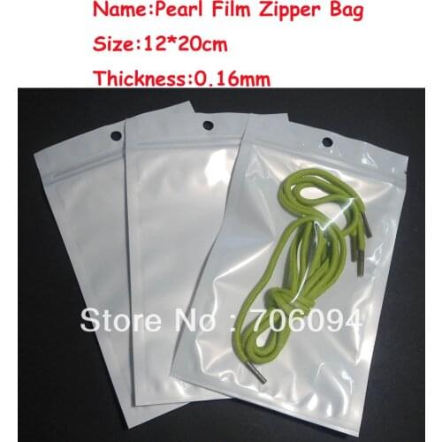 Size:12*20cm,200pcs/lot,Pearl White Zipper Plastic bag,Pearl film Plastic bag,Polybag,Plastic Package for Gifts