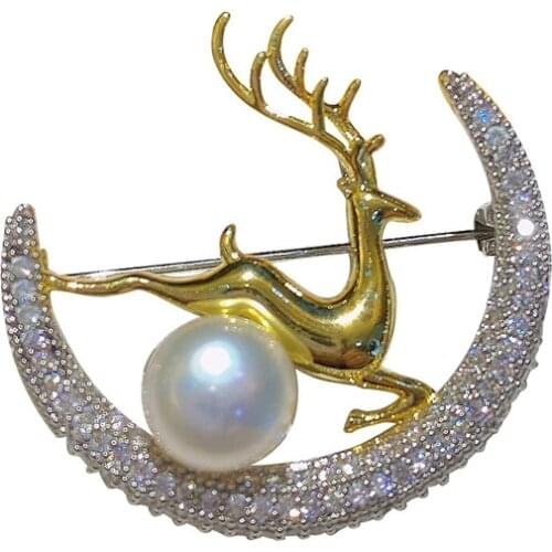 SINZRY factory price elegant fancy jewelry cubic zircon deer ins suit brooches lady wrap jewelry accessory