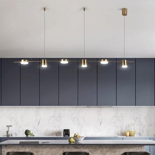 Nordic American Post modern Electroplating bronze Stretchable Pellet Chandelier Bedroom machine head Living room Coffee shop