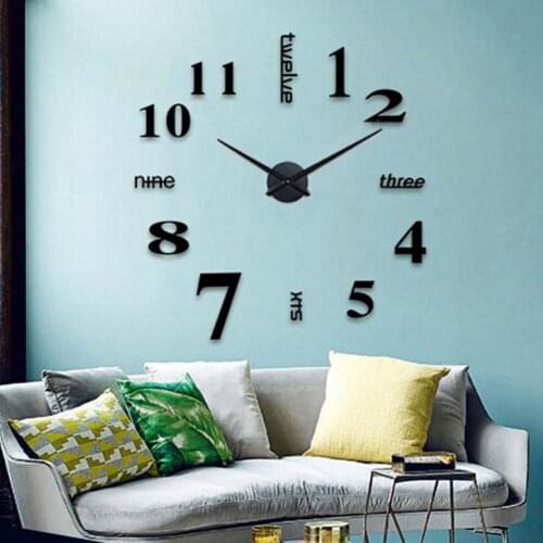 Modern Mirror Effect Wall Clock 3D Sticker DIY Art Home Study Living Room Decor Fashion
