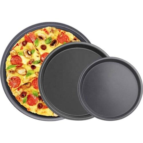 Thick 9 10 11 inch Pizza Plate Round Shallow Dish Pizza Pan Tray Carbon Steel Non-stick Mold Baking Tool Baking Mould Pan