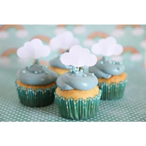 Cloud Cupcake Toppers, Rainy Day theme baby shower wedding party food picks toothpicks decor