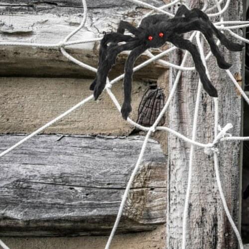 Halloween Triangular Balck Spider Web Realistic Big Spider Stretch Cobweb Haunted House Outdoor Party Yard Decoration