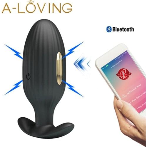 Electric Shock Clitoral G Spot Vibrator Dildo Bluetooth APP Remote Control Butt Plug Vibrating Anal Sex Toys For Couple Men