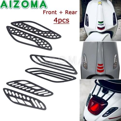 4X Motorcycle Turn Signal Light Lamp Protector Grille Guard Cover Protection Grill CNC Front+Rear For Vespa Sprint Primavera 150