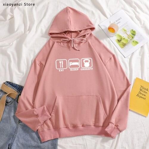 Eat Sleep Cross Hoodies sportswear Style Women sweatshirts Cotton Funny pullovers Woman drop shoulder Female Clothing OT-181