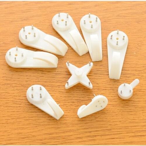 10pcs Seamless Nail White Plastic Invisible Wall Mount Photo Picture Frame Nail Hook Hanger Hard Picture Frame Wall Hooks