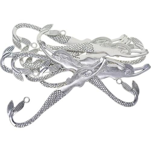 10x Silver Mermaid Metal Bookmarks Book Mark With Hole DIY Jewelry Findings