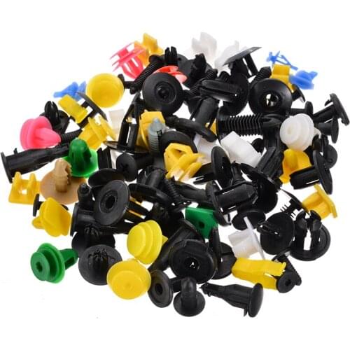 100pcs/set Plastic Mixed Color Size Car Door Clip Trim Bumper Rivet Panel Push Pin Fastener Kit Universal For Car