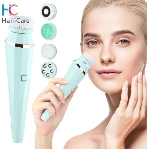 4 in 1 Electric Clean Facial Brush Face Tightening Exfoliating Cleansing Sonic Massager Cleaner with 4 Heads Kit face Skin Care