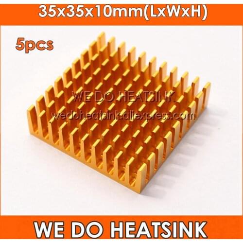 WE DO HEATSINK 5pcs 35x35x10mm Aluminum Southbridge Northbridge Cooling Cooler Radiator Heatsink Golden Anodize