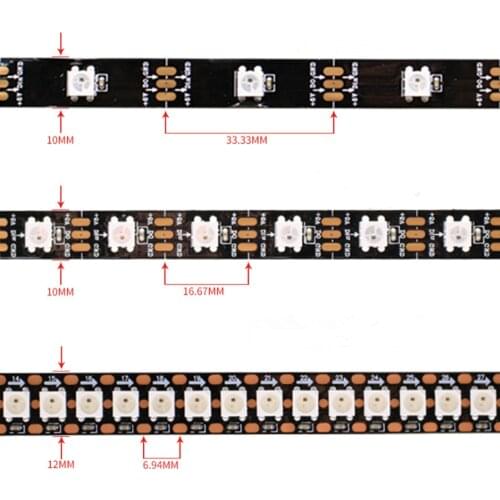 5V 1M Led Strip Light 5050 RGB WS2812 2812B 30LEDs 60LEDs Waterproof IP30 IP65 Colorful Tape Lamp For Home Decoration Light 10mm