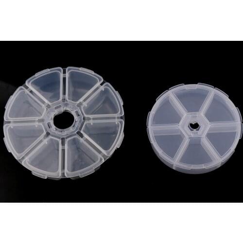8 Grid/6 Grid Round Clear Storage Box Plastic Box Jewelry Beads Container Pills Box Small Objects Organizer