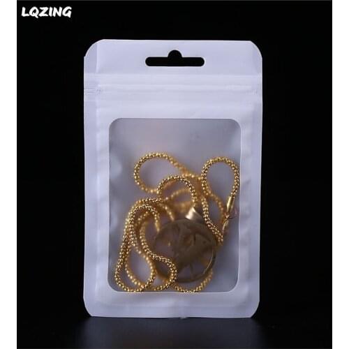 White Frosted Self Sealing Bag With Zipper Cosmetic Jewelry Packaging Bag,Reusable Phone Case/Clothing Packaging Bag Storage 50x