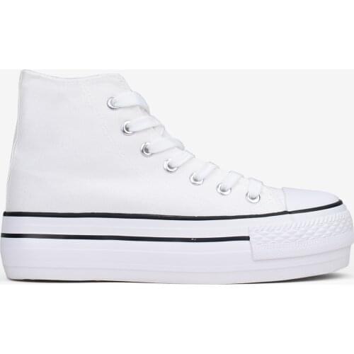 BOSANOVA white fabric dented sneakers