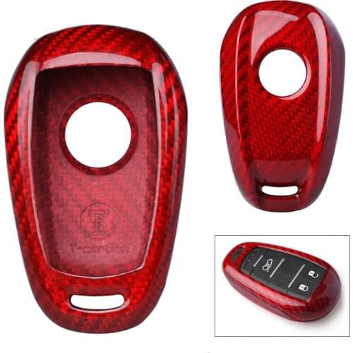 For Alfa Romeo Giulia Stelvio Real Carbon Fiber Car Red Remote Key Cover Case
