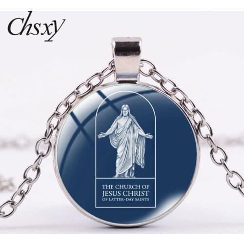 CHSXY Relief Society Lds Mormons Jesus Christ Necklace Art Pattern Glass Dome Pendant Necklace For Men Women Amulet Gift Jewelry