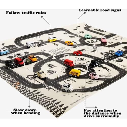 Baby Play Mats 130*100CM Kids Soft Crawling Rugs Car Track Pattern Puzzles Learning Toy Nordic Style Room Decor Floor Carpet
