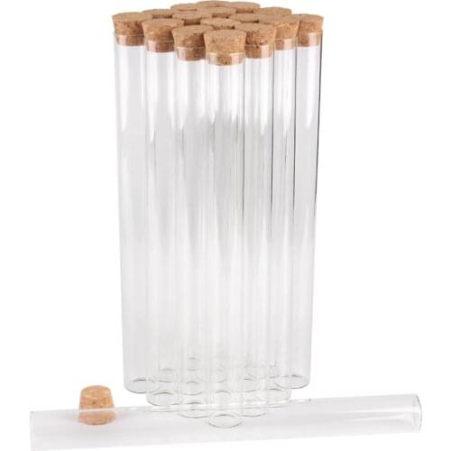 15 pieces 55ml 22*220mm Long Test Tubes with Cork Lids Glass Jars Glass Vials Small Glass bottles for DIY Craft Accessory