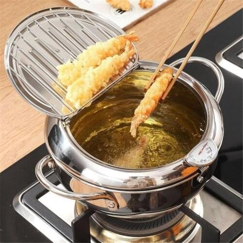 Household Tempura Fryer Temperature Controlled Japanese Style Household Fryer Kitchen Cooking Fryer With Lid