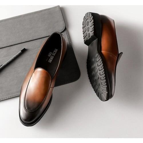 Formal Shoes Men Real Genuine Leather Luxury Handmade Office Dress Wedding Party Brand Shoes slip on driving shoes size 44