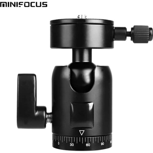 MINIFOCUS 360-degree Rotating Heavy Duty Aluminum Tripod Ball Head Ballhead with 1/4" Round Quick Release Plate for Monopods