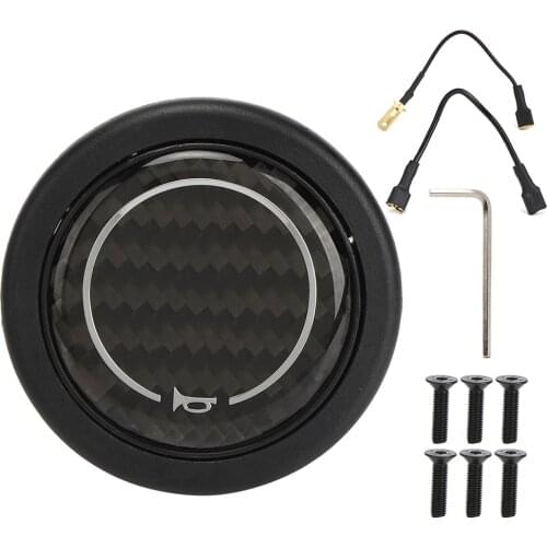 Carbon Fiber Horn Push Button Kit for 6 Bolts for Nardi Steering Wheel Car Modified Accessory Horn Button Replacement