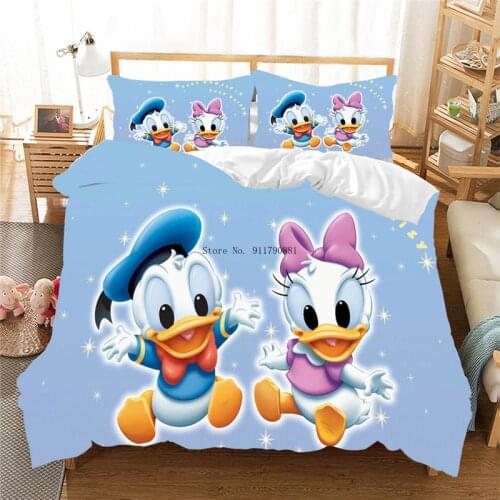 Disney Angry Duck Donald Duck Daisy Printed Bedding Set Colored Duvet Quilt Cover Pillowcase Children Adult Bedroom Decor