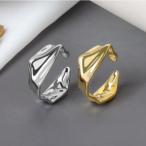 KSRA Vintage Irregular Gold Rings for Women Chic Circle Geometric Textured Minimalist Ring Jewelry New