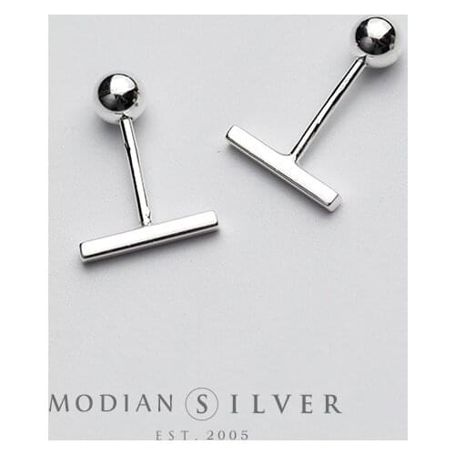 Modian 2020 New Simple Cute Geometric Stud Earrings for Women 925 Silver Ear Studs Jewelry Gifts for Girl Fashion Jewelry