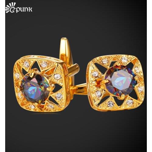 Business Mens Luxury Cufflinks With High Quality Rhinestone AAA+ Cubic Zirconia Costume Jewelry Wholesale Male Gifts C1988G