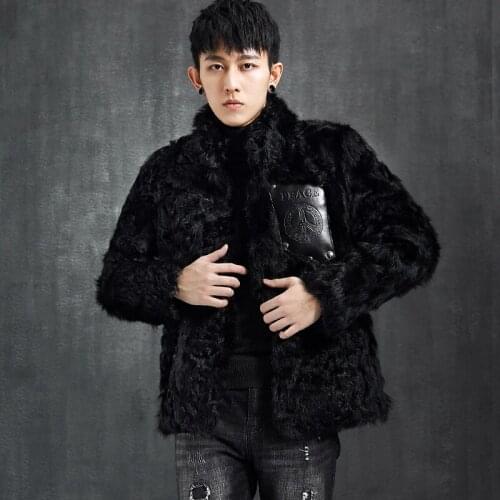 New Lamb Fur Original Ecological Fur One Mens Genuine Leather Clothes Fashion Trend Roll Sheep Wool Coat