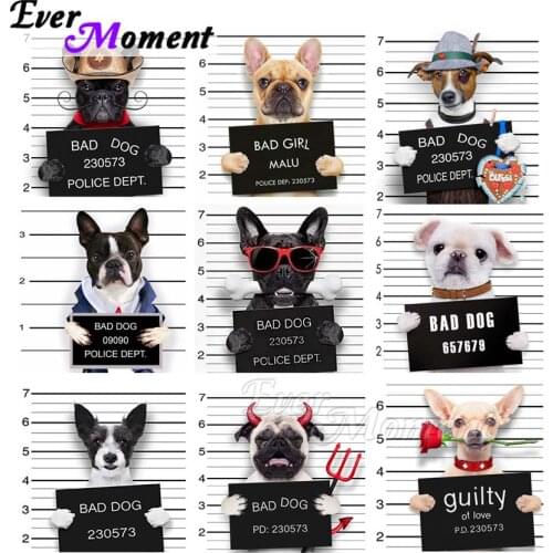 Ever Moment Diamond Painting Handmade Animal Dog Flower Kit Crossing Diamond Mosaic Embroidery Art DIY Full Square ASF2073