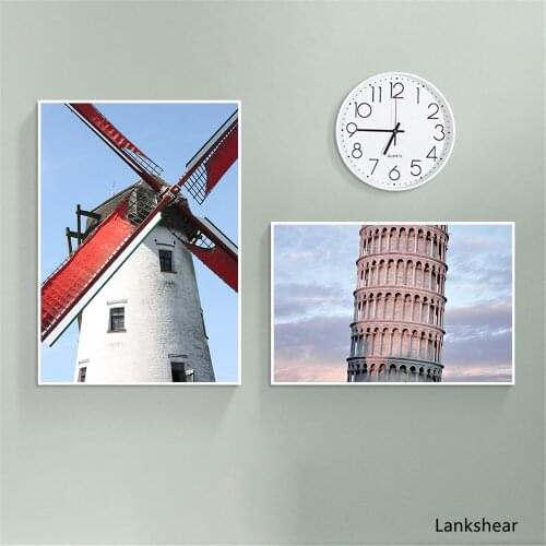 Nordic Style Modern Decor Canvas Windmill Building Landscape Painting Picture Home Wall Art Print Modular For Living Room Poster