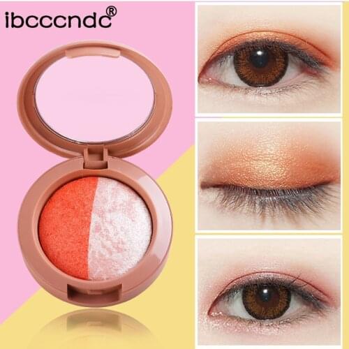 New Double Color Eyeshadow Smoky Matte Eyeshadow Mixed Color Baking Powder Eye Shadow Palette Nude Glitter Cosmetic Makeup Tools