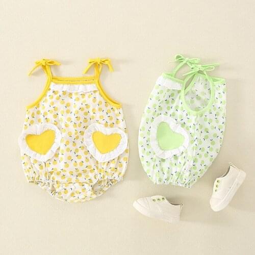 Summer new Korean baby cute floral sling one-piece romper girl love triangle bag fart clothes