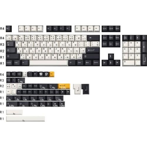 Sample Black White Color Design Japanese Character Keycaps For Cherry Mx Switch Merchanical Keyboard Cherry Profile PBT Key Caps