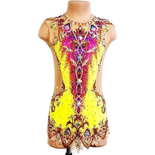 LIUHUO Ice Figure Skating Dress Girls Rhythmic Gymnastics Leotards Women Teens Stretchy Spandex Competition Wholesale