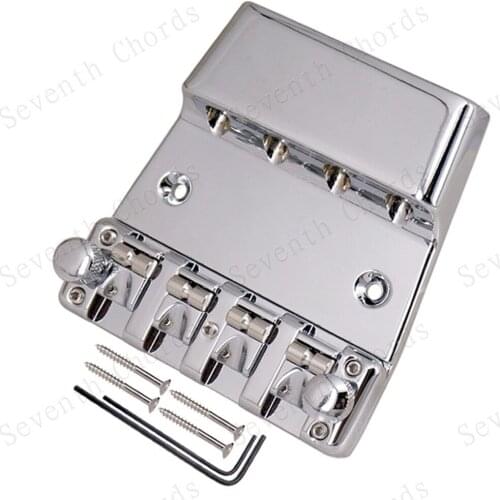 Durable Chrome 4 String Roller Saddle Bridge for Bass Guitar