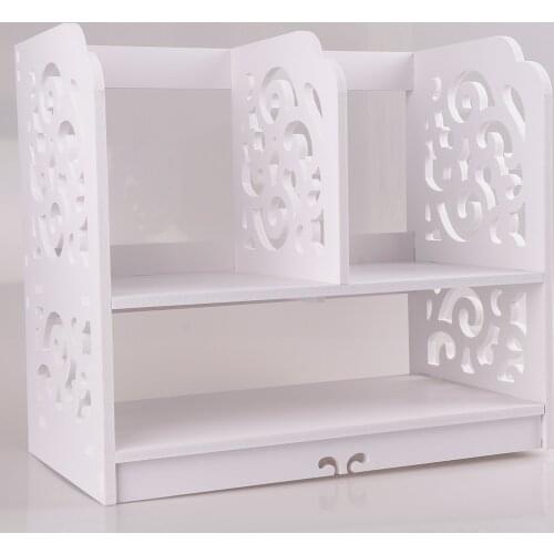 Scrollwork Table Desk Top Storage Rack Stationary Makeup Organizer Shelf