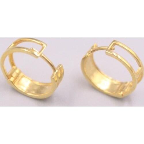 New Pure 18K Yellow Gold Earrings 12x4mm Shinny Hoop Eaaings