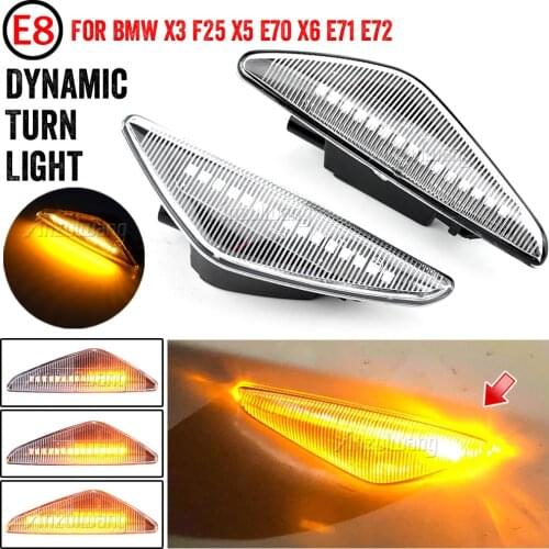 LED Dynamic Side Marker Turn Signal Blinker Flowing Water Blinker Flashing Light For BMW X3 F25 X5 E70 X6 E71 E72 2008-2014