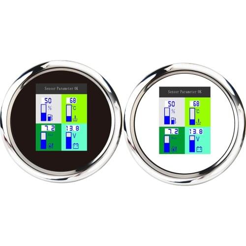 TFT Gauge Popular 4 in 1 Auto Marine Multi-function Gauges Voltmeter 9~32V Fuel Level Water Temp Oil Pressure 10 Bar With Alarm