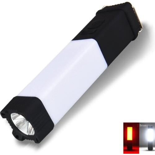 USB Rechargeable lithium battery roadside car emergency flashlight lantern with red warning LED for camping hiking repair