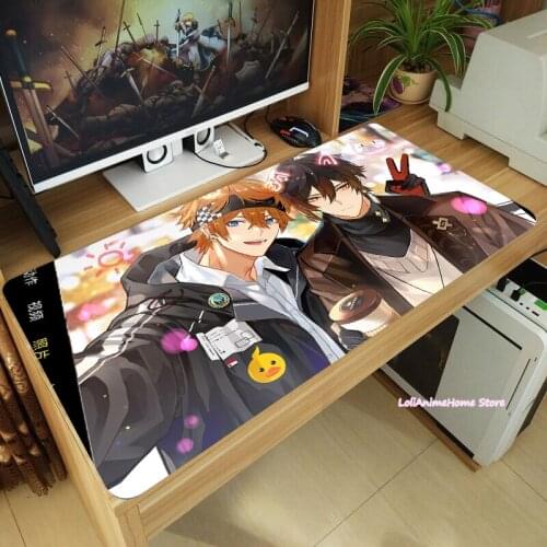 Tartaglia Zhongli Genshin Impact Anti-Slip Mouse Pad Thicken Laptop Gaming Mice Mat Large Desk Keyboard Mat Playmat Cosplay