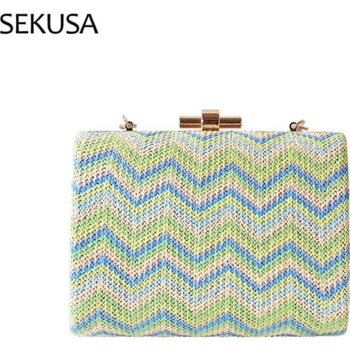 Knitted Metal Women Vintage Style Small Clutch Purse 2021 Chain Shoulder Evening Bags Female Purse Bags