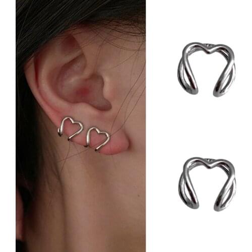 Women Clip Earrings Without Ear Hole Punk Simple Retro Romantic Hollow out U-shaped Double-layer Ear Clips Jewelry Accessories